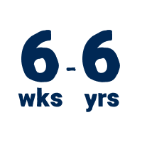 Icon of 6 weeks to 6 years old for programs designed for infants through kindergarten